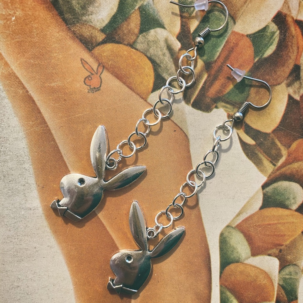 Handmade Playboy Bunny Chain Earrings